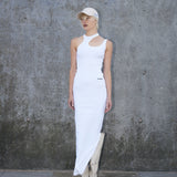 Asymetrical Tank Top Dress - White