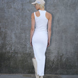 Asymetrical Tank Top Dress - White