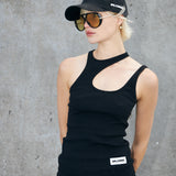 Asymetrical Tank Top Dress - Black