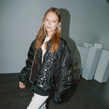 Lace Bomber jacket - Black - RED CROSS